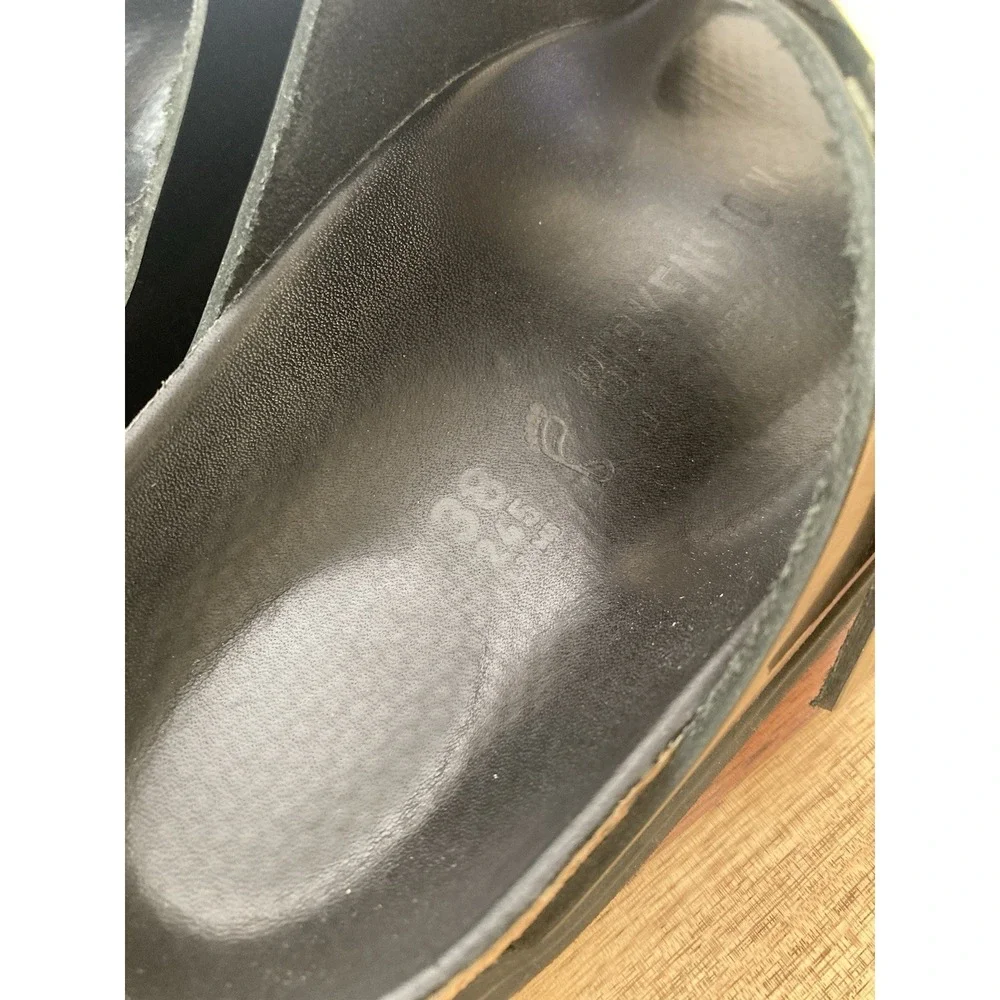 Birkenstock Arizona Droplet Buckle EU38 US7 Sandals High Shine Black Gold Narrow